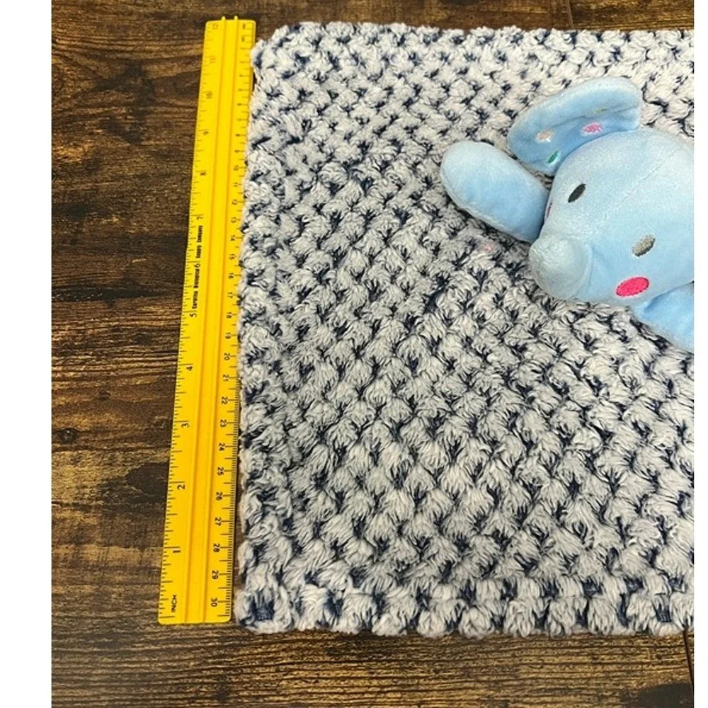 Blue Elephant Security Blanket Plush Baby Lovey Polka Dot Ears